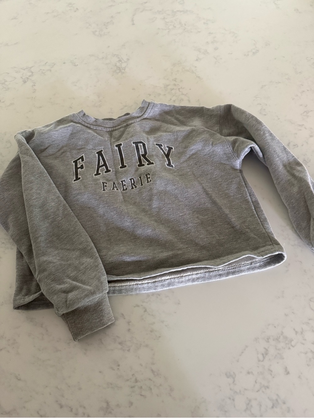 Forever 21 Grey 'Fairy Faerie' Girls Cropped Sweatshirt 9/10